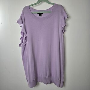 Halogen Knit Lilac Ruffle Sleeve Tunic